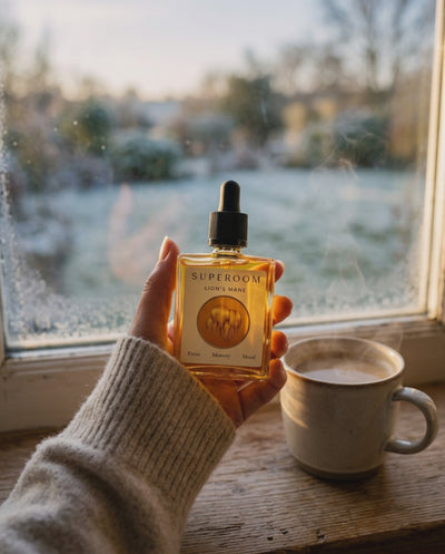 Superoom Lion's Mane with morning coffee